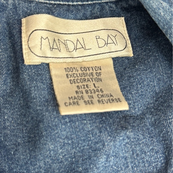 Vintage Mandal Bay Embroidered Floral Denim Jacket 100% Cotton Boho Cottagecore - Picture 9 of 12